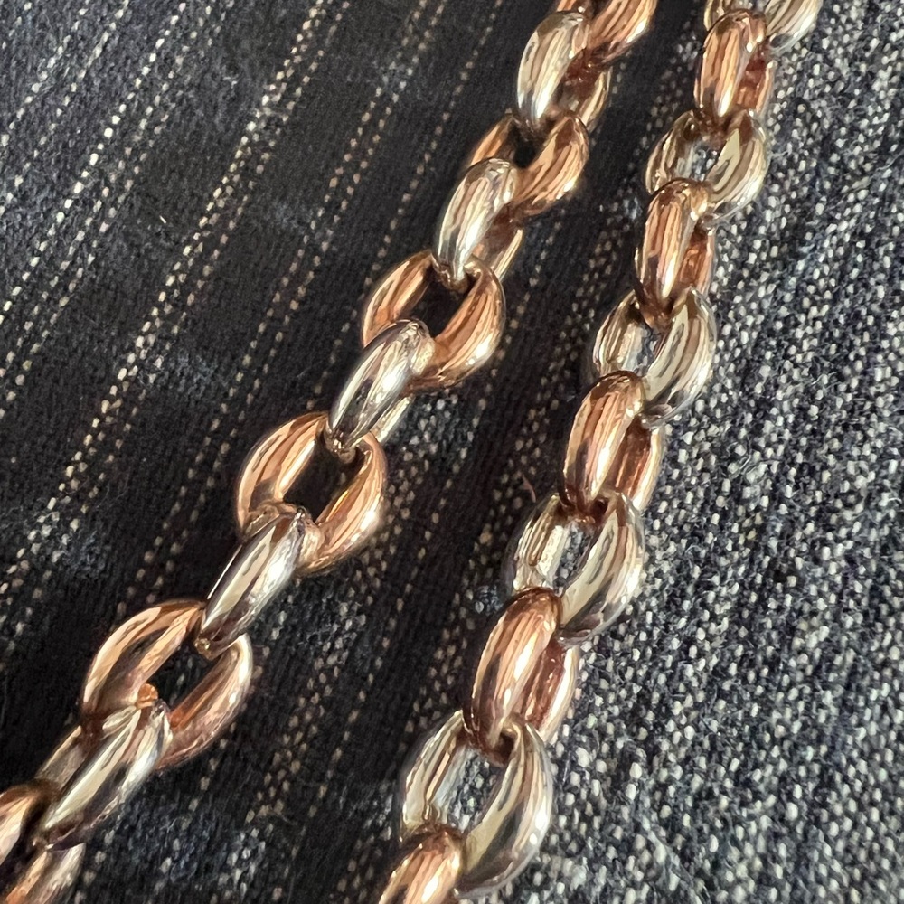 Vintage Sterling Silver 925 Rose Rolo Link Chain Necklace 28” 40 grams